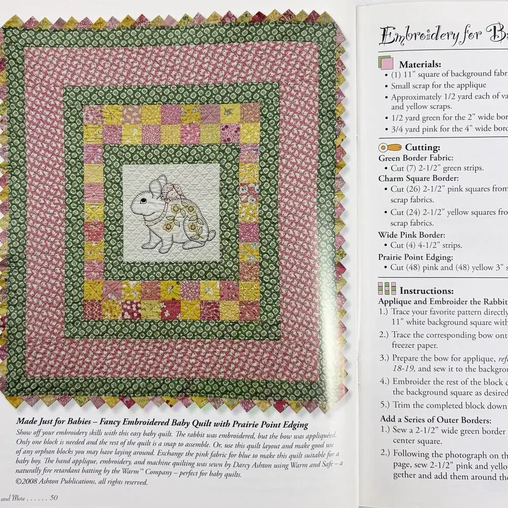 Bunnies & More Quilt Pattern Book Darcy Ashton Appliques Quilting Bunny Rabbit